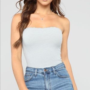 olive green and white tube top